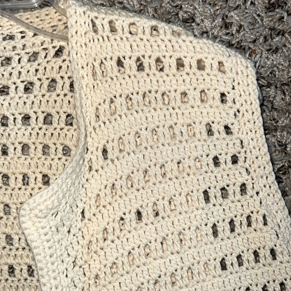 Handmade crouched open Cardigan Fringe trim Sleeves Size L - Picture 8 of 10